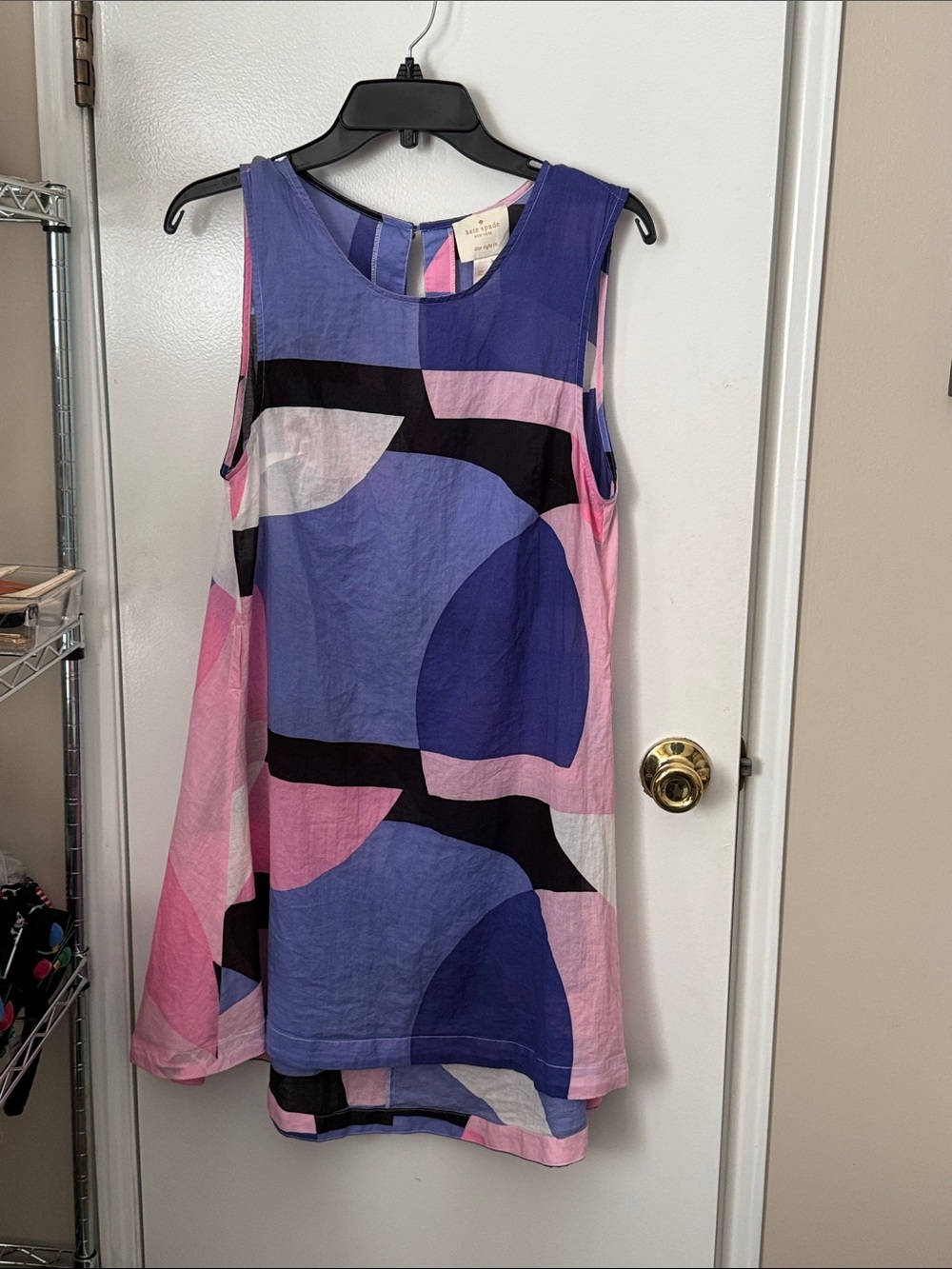 kate spade sleeveless geometric print coverup in purple,blue, pink, black